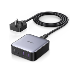 UGREEN 65W Desktop USB C Charger Fast 4-Port [Nexode GaN] Wall Charger Type C Laptop Charger Power Adapter UK Plug Desktop USB Charging Station Extension Cord for laptops, tablets, smartphones,etc - Model: CD327